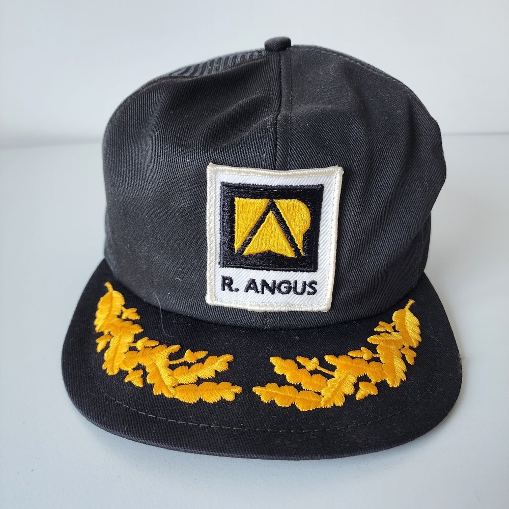 Vintage R Angus Trucker Hat‎ Mesh Cap Snap Back Patch Logo Scrambled Eggs 80s